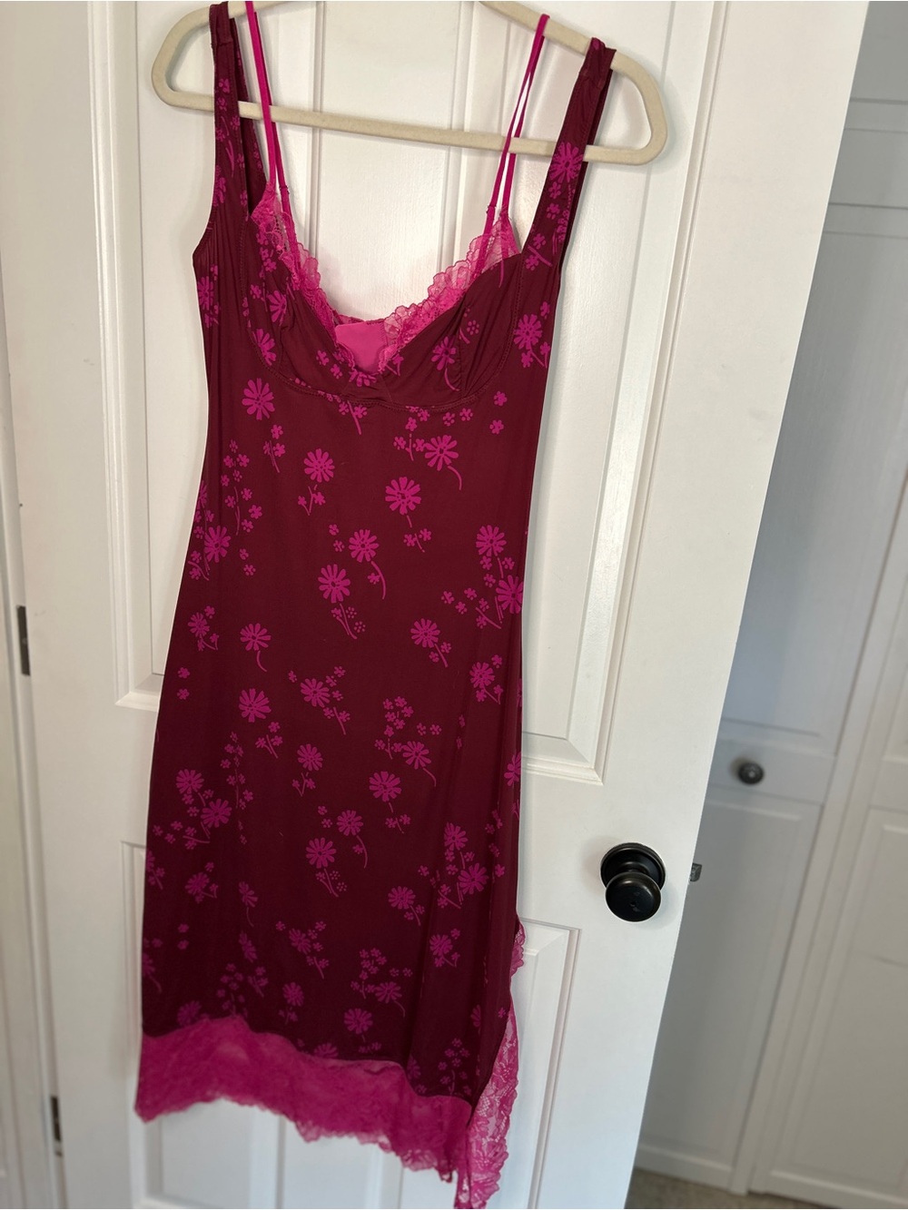 Intimately by Free People Women’s Burgundy & Fuchsia Floral Slip Dress - lace